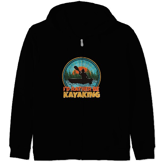 Fishing Funny Kayaking Art For Men Women Kayak Fishing Lover Kayaker Fisher Zip Hoodies
