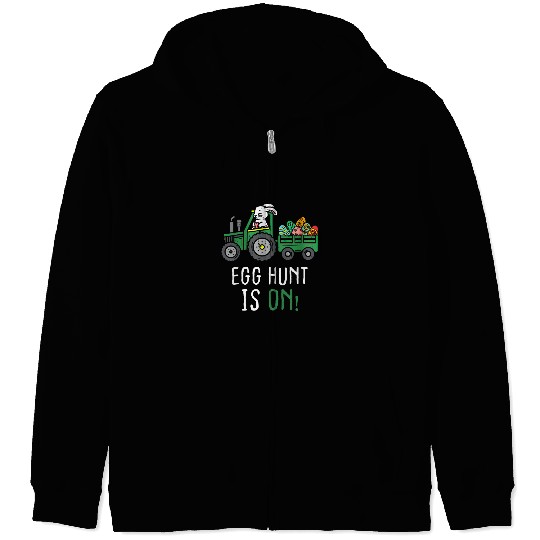Tractor driving Egg Hunt Is On Tractor Easter Eggs Cute Bunny Rabbit Truck Zip Hoodies