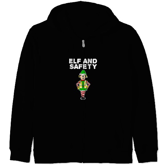 Elf and Safety Work Christmas Party Construction Worker Zip Hoodies