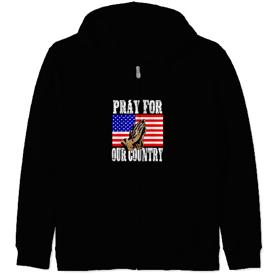 Christian Pray For Our Country Christian Patriotic Conservative Unisex 1 Zip Hoodies
