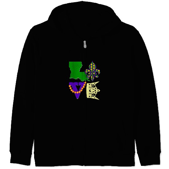 Funny I Love Mardi Gras New Orlean Festival Mardi Gras Lover Zip Hoodies