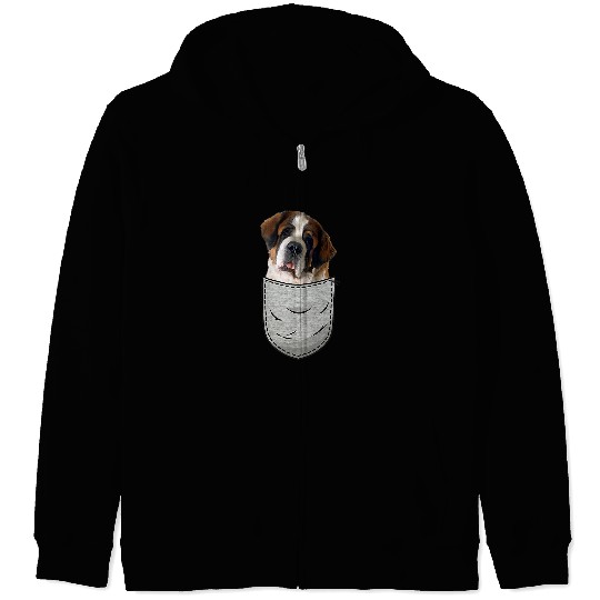 Dog Saint Bernard Bernhardiner St Bernard Dog Saint Bernard Pocket Zip Hoodies