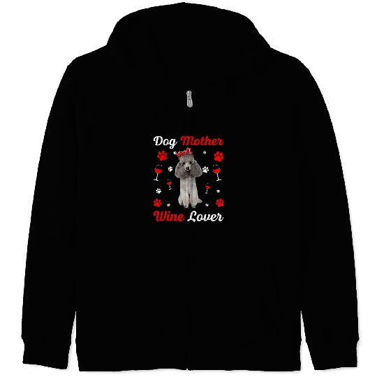Cute Poodles Mother Wines Lover Mothers Day Poodle dog Zip Hoodies