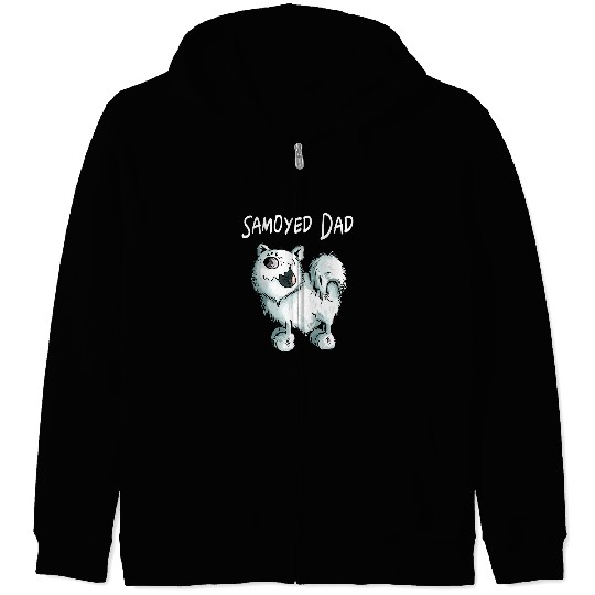 Dog Samoyed Happy Samoyed Dad I Dog Gift For Samoyed Dog Fans Zip Hoodies