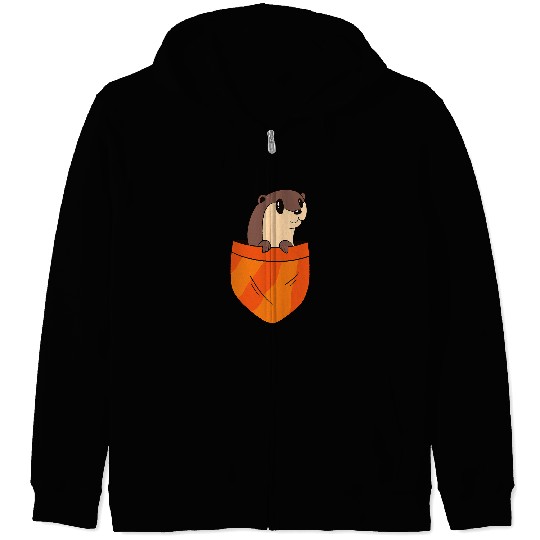 Otters Cute Otter Pocket Zip Hoodies