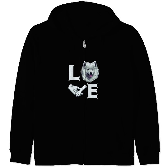 Dog Samoyed Love Samoyed Cute Dog Paw Pet Lover Hand Zip Hoodies