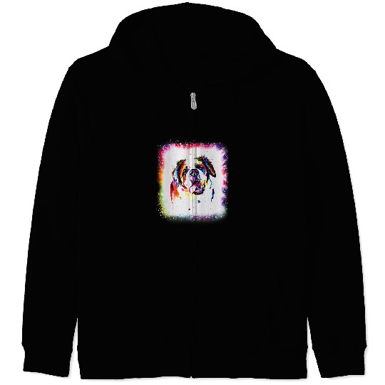 Dog Saint Bernard Dad Mom Boy Girl Tie Dye Bleached Zip Hoodies
