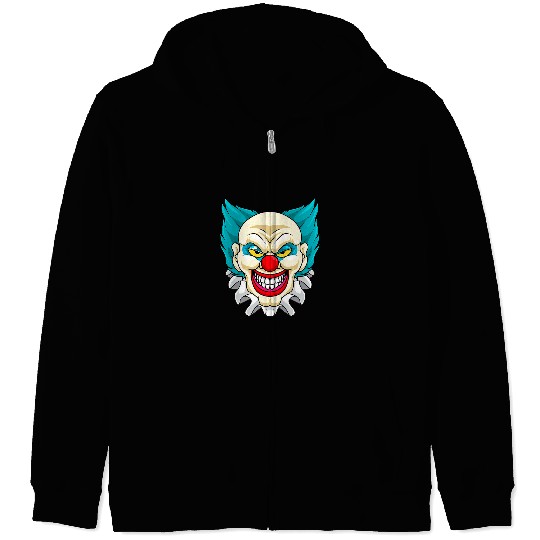 Evil Face Clown Head Halloween 3 Zip Hoodies