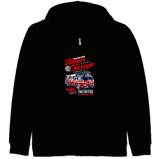 Fireman Firefighter Honor and Courage Firefighter fires Dept fires Truck Design 8 Firemen Zip Hoodies