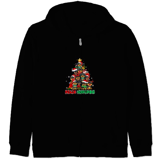 Dog Rottweiler Feliz Navidog Feliz Navidad Christmas Rottweiler Dog Lovers Zip Hoodies