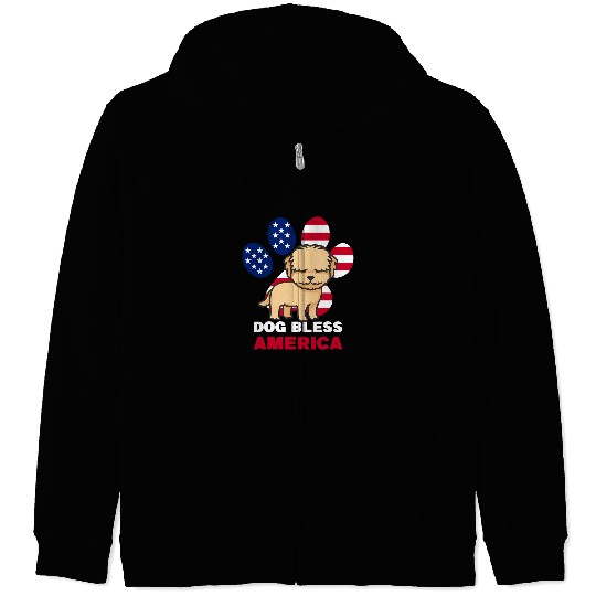 Dog Goldendoodle USA 4th of july Patriotic American Cute Goldendoodle Dog Zip Hoodies
