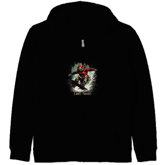 Skiing Ski Lake Tahoe Snowboarder Snowboarding Winter Souvenir for Men Zip Hoodies
