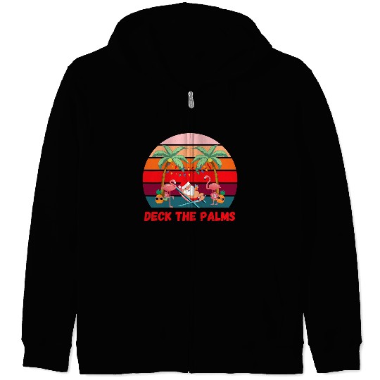 Deck the Palms Christmas in July Santa Drinking a Cocktail 52 Zip Hoodies