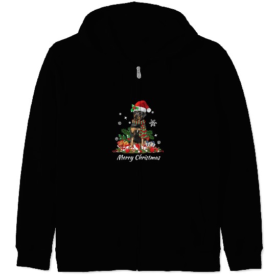 Dog Rottweiler Merry Christmas 12 paw Zip Hoodies
