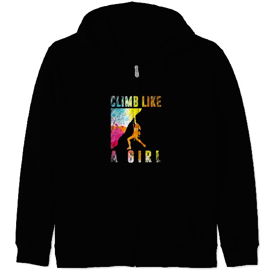 Climbing Climber Bouldering Rock Climber Women Girls Kids Rock Climbing Climb Zip Hoodies