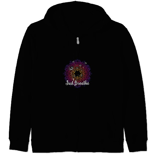 Namaste Yoga Cute Just Dandelion Tattoodesign Yoga Mandala Breathe Vibes Meditation Zip Hoodies