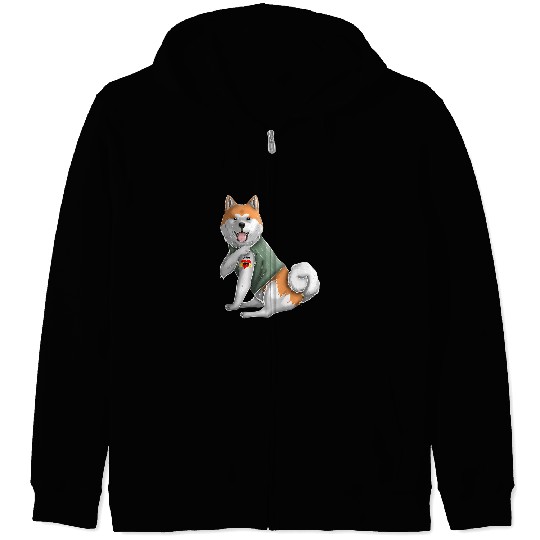 Dog Akita Inu I Love Mom Tattoo Dog Funny Mothers Day Zip Hoodies