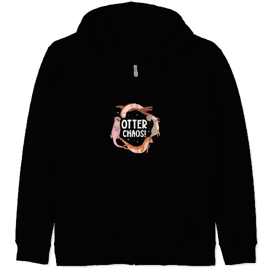 Otters Chaos Sea Otters Weasel Kawaii Zip Hoodies