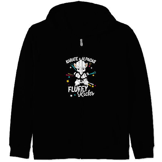 Karate and Alpacas Fluffy Kicks 7 Zip Hoodies