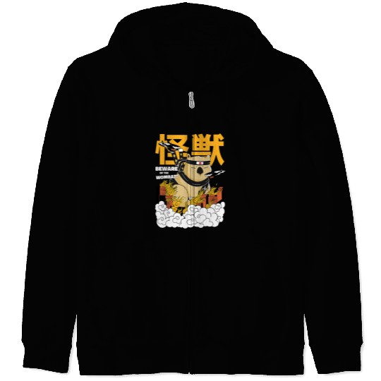 Cute Australian Wombat Japanese Aesthetics Zip Hoodies