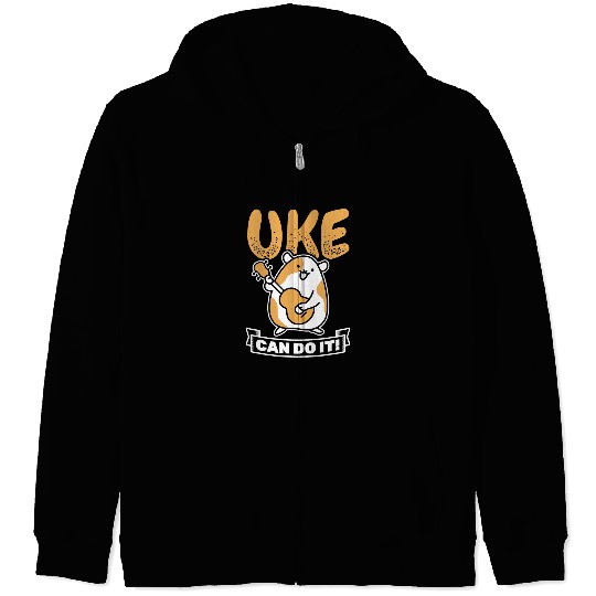Guitarist Uke Can Do It Musician Guitar Player Ukulele Guitar Zip Hoodies