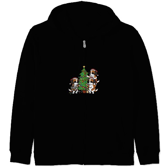 Dog Saint Bernard Christmas Tree Saint Bernard Dog Zip Hoodies