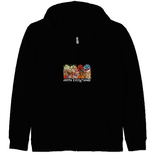 Goldendoodle Happy Everything Golden Doodle Dog Seasons All Year Tree Lov43 Doodle Dog Zip Hoodies