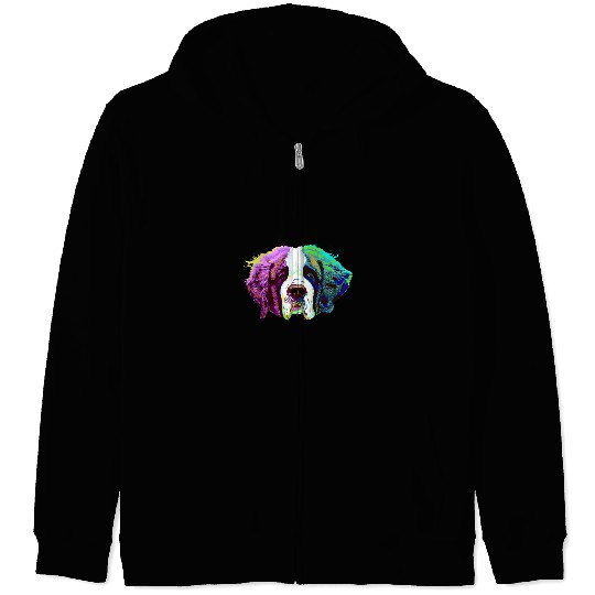 Dog Saint Bernard Colourful Dog Saint Bernard Zip Hoodies