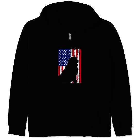 American Flag Bernese Mountain Dog Dad Mom Puppy Patriotic Zip Hoodies