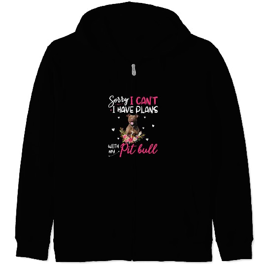 Cute Sorry I Have Plans With My Pit Bull Dog Floral Zip Hoodies