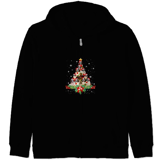 Dog Saint Bernard Christmas Tree 2Dog Owner Gift Zip Hoodies