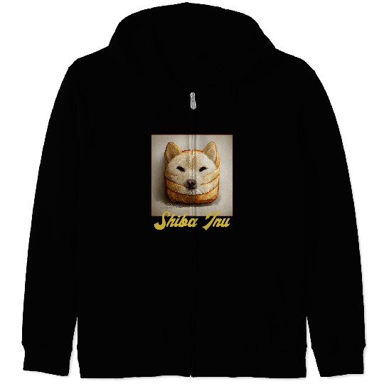 Dog Akita Shiba Inu Doge Meme Loaf Of Bread Akita Inu Hokkaido Spitz Zip Hoodies