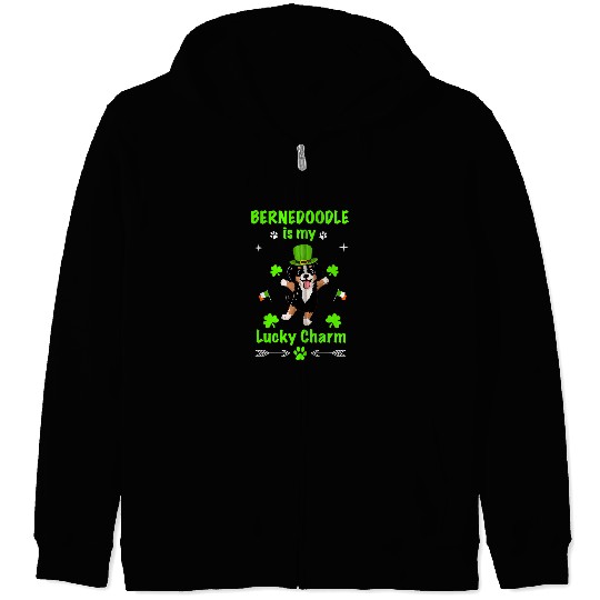 Bernedoodle Is My Lucky Charm Cute Dog Patricks Day Zip Hoodies