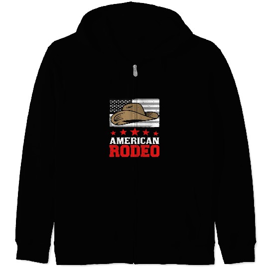 American Rodeo Cowboy Horse Bull Riding For Men Women Kids 1 Zip Hoodies