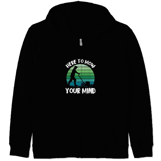 Lawn Care Worker Mow Your Mind Lawn Mowing Worker Retro Zip Hoodies