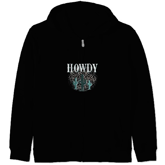 Leopard Cactus Cheetah Print Cow Howdy Rodeo Desert Western 2 Zip Hoodies