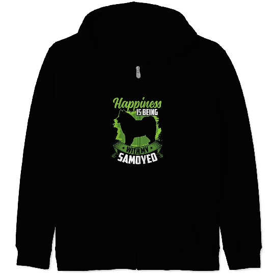 Dog Samoyed is happiness Siberian Samoyed Dog Zip Hoodies