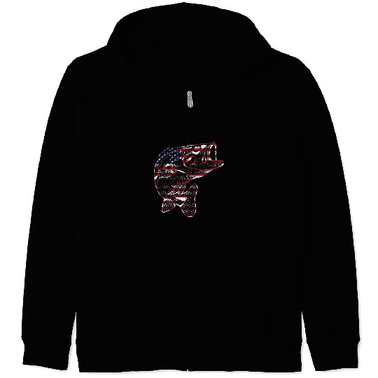 Fishing Camouflage US American Flag Bass Fish Fisherman Fisher Zip Hoodies