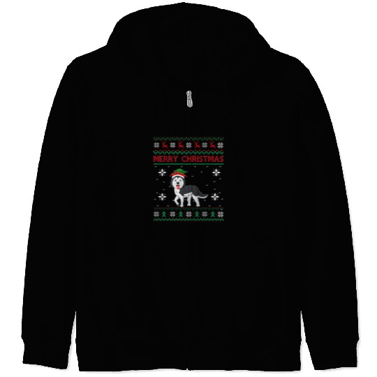 Dog Husky Siberian Husky Dog Lover Women Girls Boys Ugly xmass Sweater Zip Hoodies