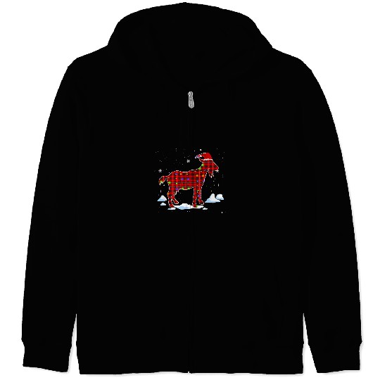 Funny Goats Santa Red Plaid Goats Christmas Funny xmass Matching Pajama 52 Zip Hoodies
