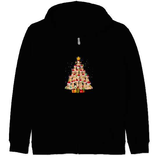 Dog Goldendoodle Santa Goldendoodle Dogs Christmas Tree Ornaments xmass PJS Zip Hoodies