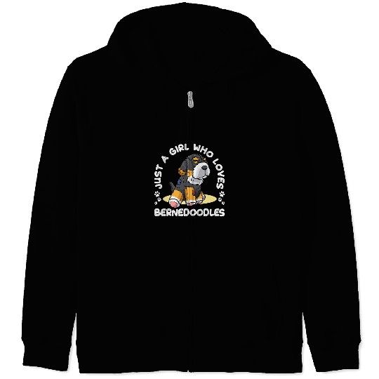 Bernedoodle Dog With Stuffed Animal 38 Zip Hoodies