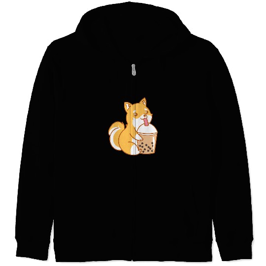 Dog Shiba Inu Boba Milk Tea Funny Bubble Tea Lover JT Zip Hoodies