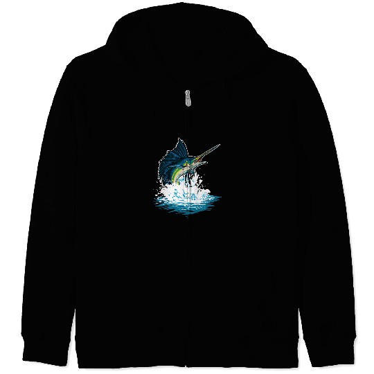 Fishing Deep Sea Fishing swords Fish Fisher Zip Hoodies