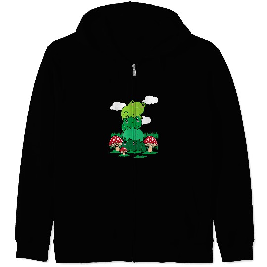 Cottagecore Aesthetic Kawaii Frog Reading Book Bookworm 8 Zip Hoodies