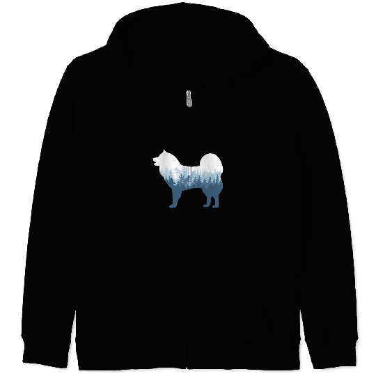 Dog Samoyed Silhouette Dog Outdoor Nature Zip Hoodies