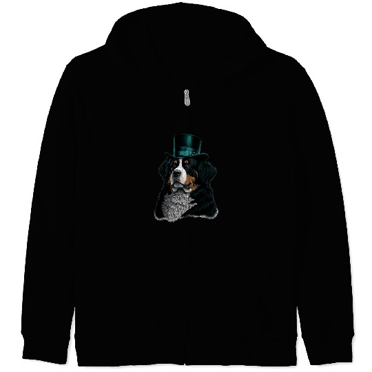 Bernese Mountain Dog Lover Dog Bernese Mountain Dogs Top Hat Zip Hoodies
