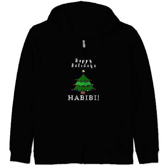 Happy Holidays Habibi Arabic Zip Hoodies