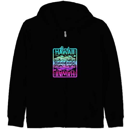 Surf Life Hawaii T Surf Waikiki Beach Colorful Retro Print Tee Zip Hoodies