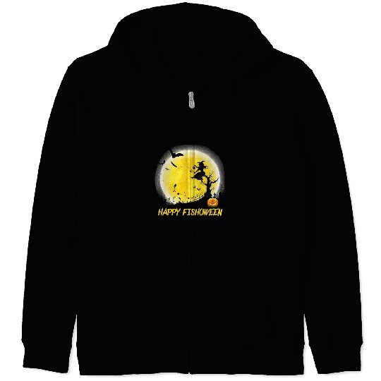 Fishing Happy fishoween Halloween Fisherman Witch Fishing 155 Fisher Zip Hoodies